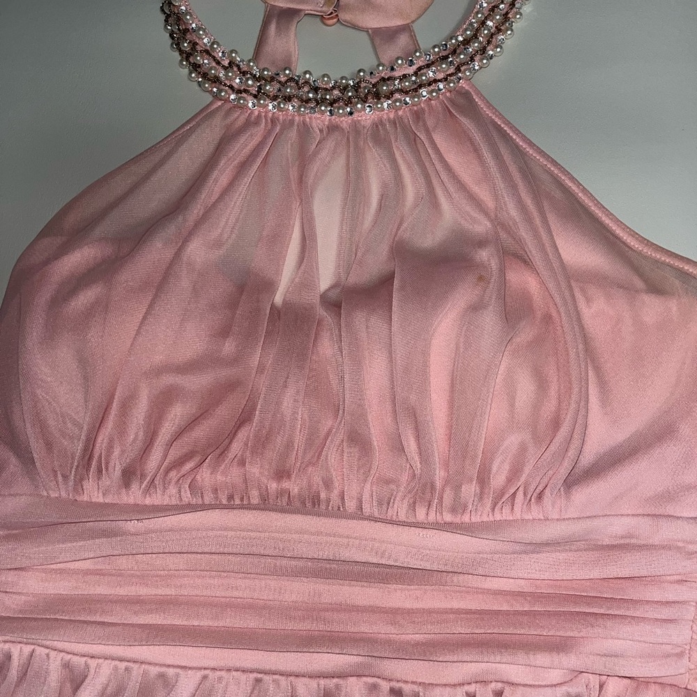 Blush floor length evening gown